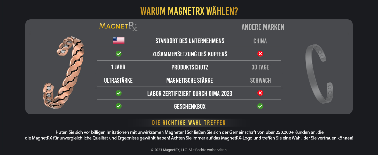 Куперне браслет MagnetRX® для чоловіків та жінок - регульований, з чистого міді
