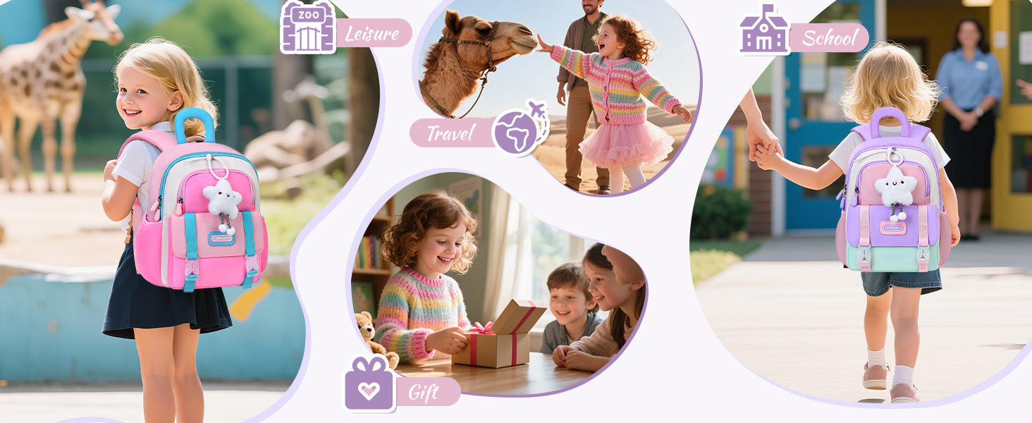 Рюкзак для дитячого садка Tanou для дівчаток, ультралегкий, з нагрудним ремінцем, фіолетовий