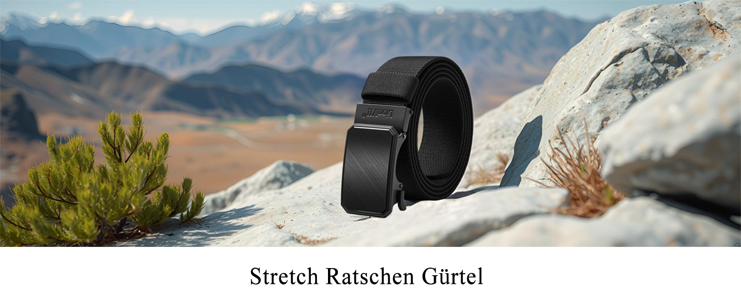 Еластичний пряжучий пояс LionVII з автоматичною пряжкою, робочий пояс для чоловіків, обхват талії 75-125 см (28-49'), чорний