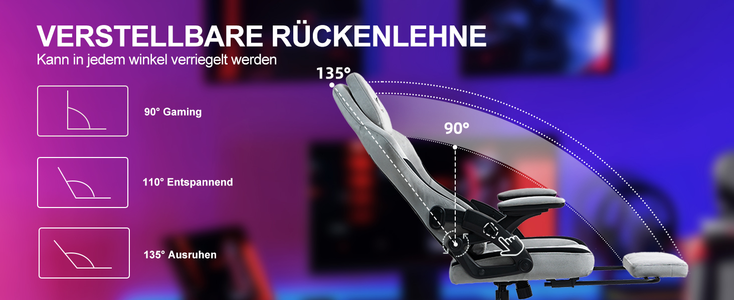 Геймерське крісло Racing Ergonomic з регульованою подушкою для голови та підставкою для ніг, тканинна оббивка, чорно-червоне