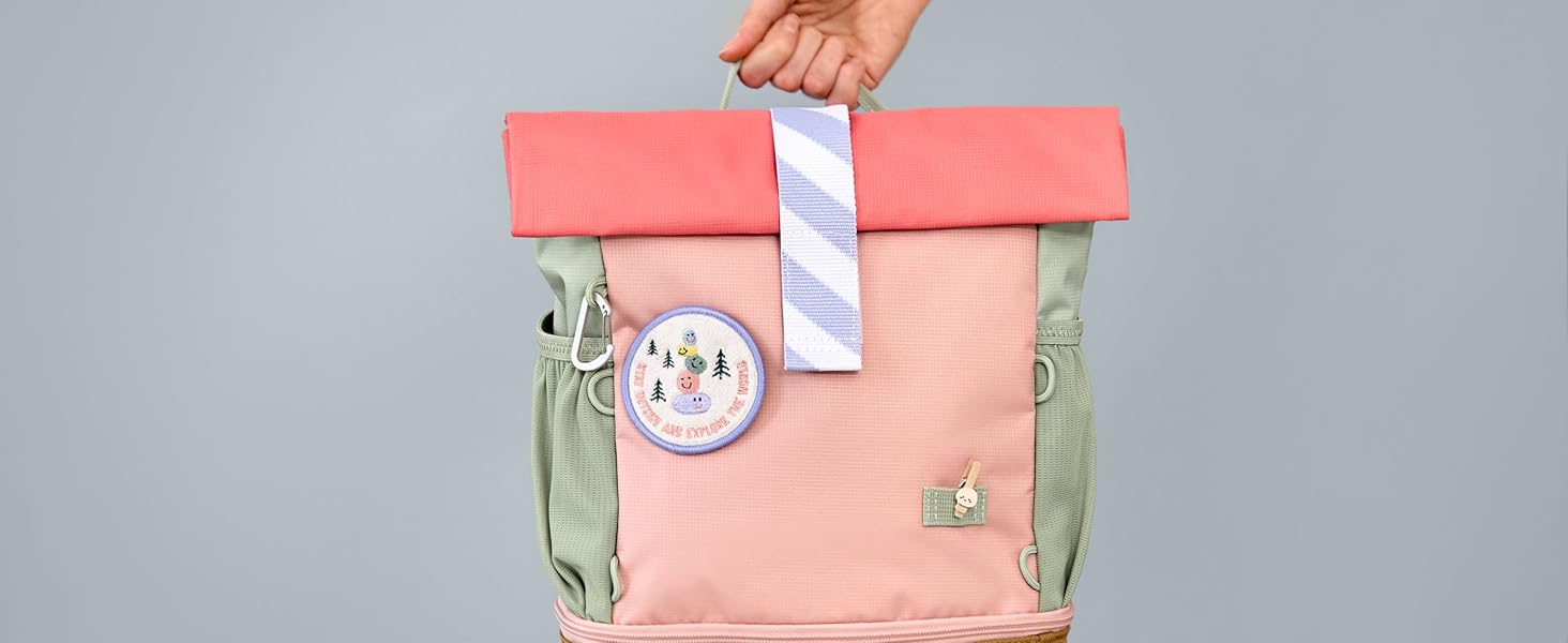 Дитячий рюкзак LÄSSIG з нагрудним ременем, 12 літрів, водонепроникний, Rolltop, зелений/блакитний