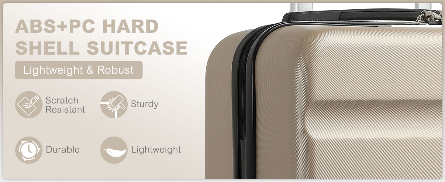 Набір валіз KONO 3 в 1: M, L, XL, розширюваний, з TSA-замком, з ABS+PC, золотий