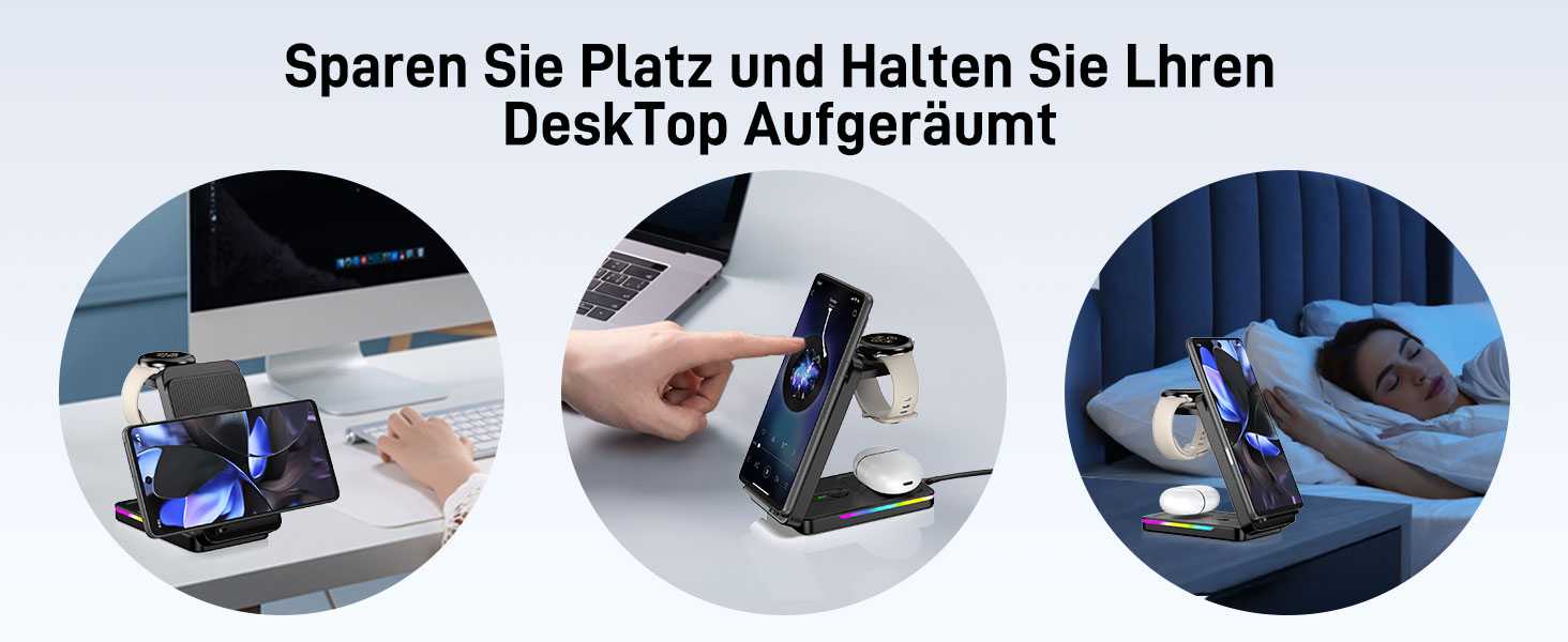 Зарядна станція індуктивна 3-в-1 для Google Pixel Watch 3/2, Pixel 10/9/9 Pro/8/8a/7 та Pixel Buds Pro 2 (складна, бездротова)