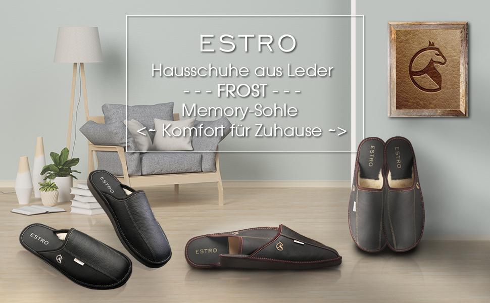 Чоловічі халапи Leder Estro - халапи для дому, чоловічі пантофі, сліпони, халапи Estro, 44 EU, Коричневий