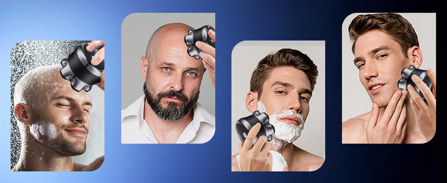 Електрична бритва Glatzen для чоловіків з плаваючою головкою, LED-дисплеєм, 2 режимами, Type-C зарядкою, водонепроникна, чорна