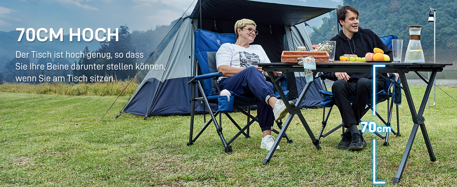 Розкладний туристичний стіл EVER ADVANCED 120x70 см, алюміній, 100 кг, сірий