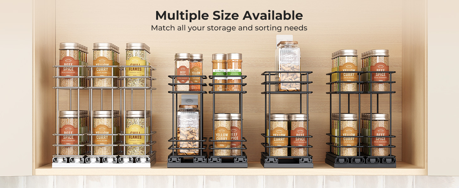 Організатор для спецій Orimade - висувна полиця для спецій, 3 шт (2 шт 5см, чорний)