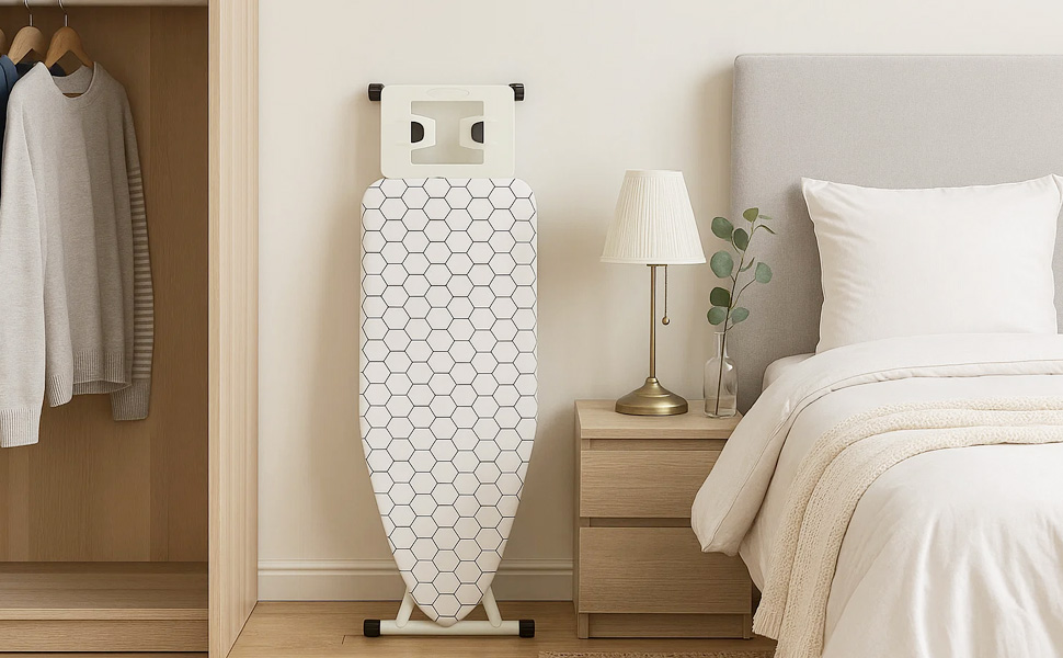 Відкидне прасувальне решітка AllRight з металевою сіткою, 7-позиційний регульований, 108.5/75 x 31 см, з антиковзними ніжками, для парогенераторів, зелений (біло-зелене в клітинку)