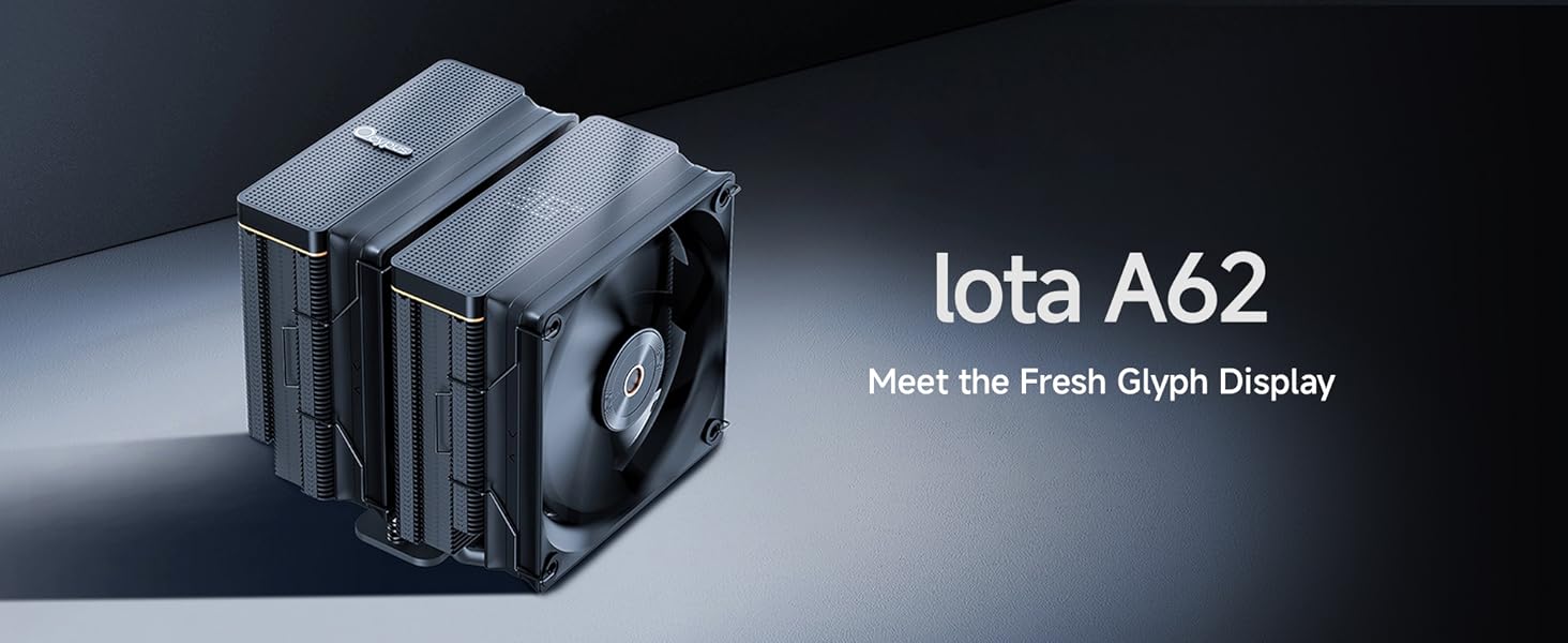 Ocypus Iota A62 BK: Кулер для CPU з цифровим дисплеєм, 6 теплових трубок, 2 вентилятори 120mm, підтримка AMD AM4/AM5, Intel LGA 115X/1200/1700/1851