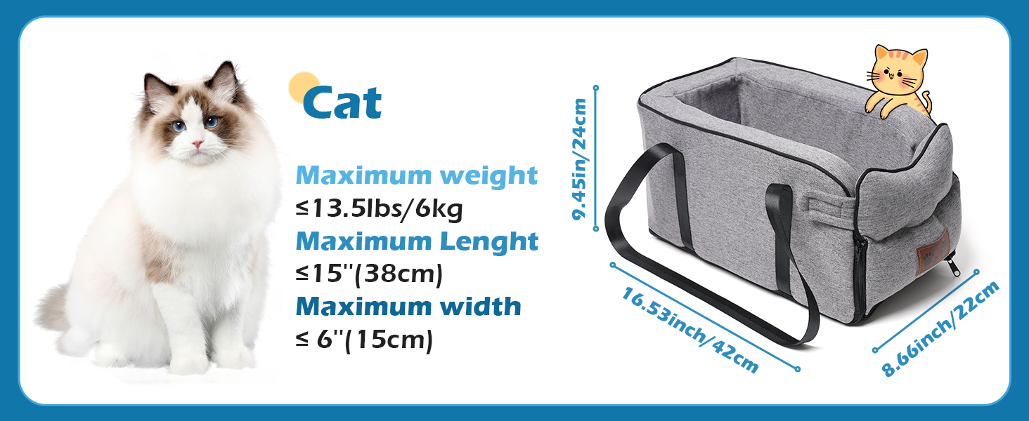 Автокрісло для собак та котів, до 6 кг, знімний та миючий чохол, для середньої консолі, замша