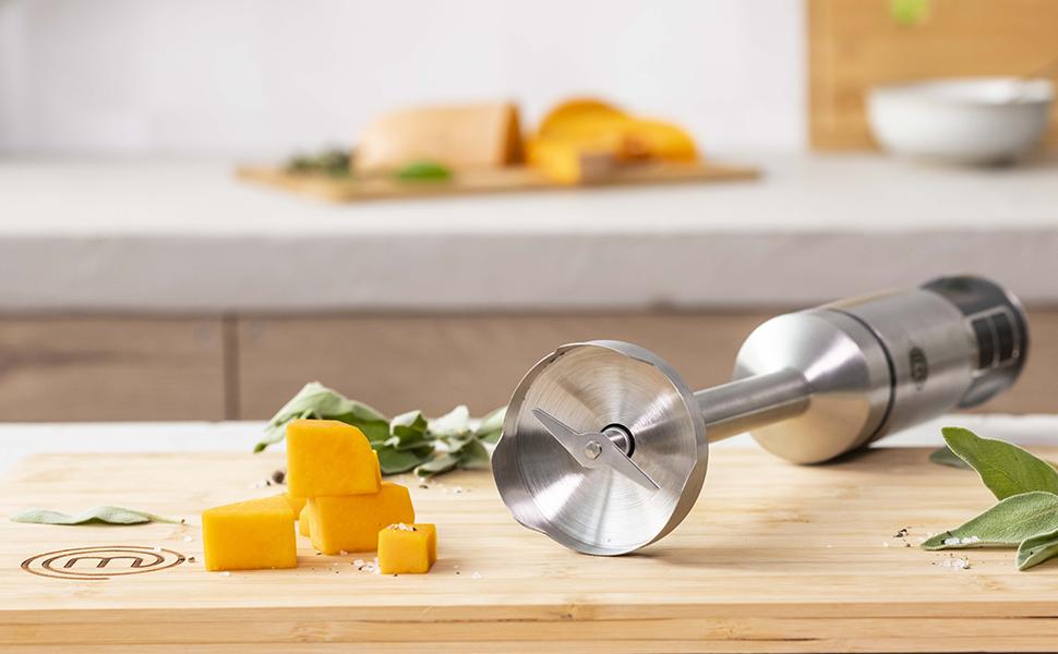 Стаціонарний блендер MasterChef Stabmixer 3-в-1 з нержавіючої сталі: блендер, міксер, вспениватель молока. 400W, 2 швидкості, миється в посудомийній машині