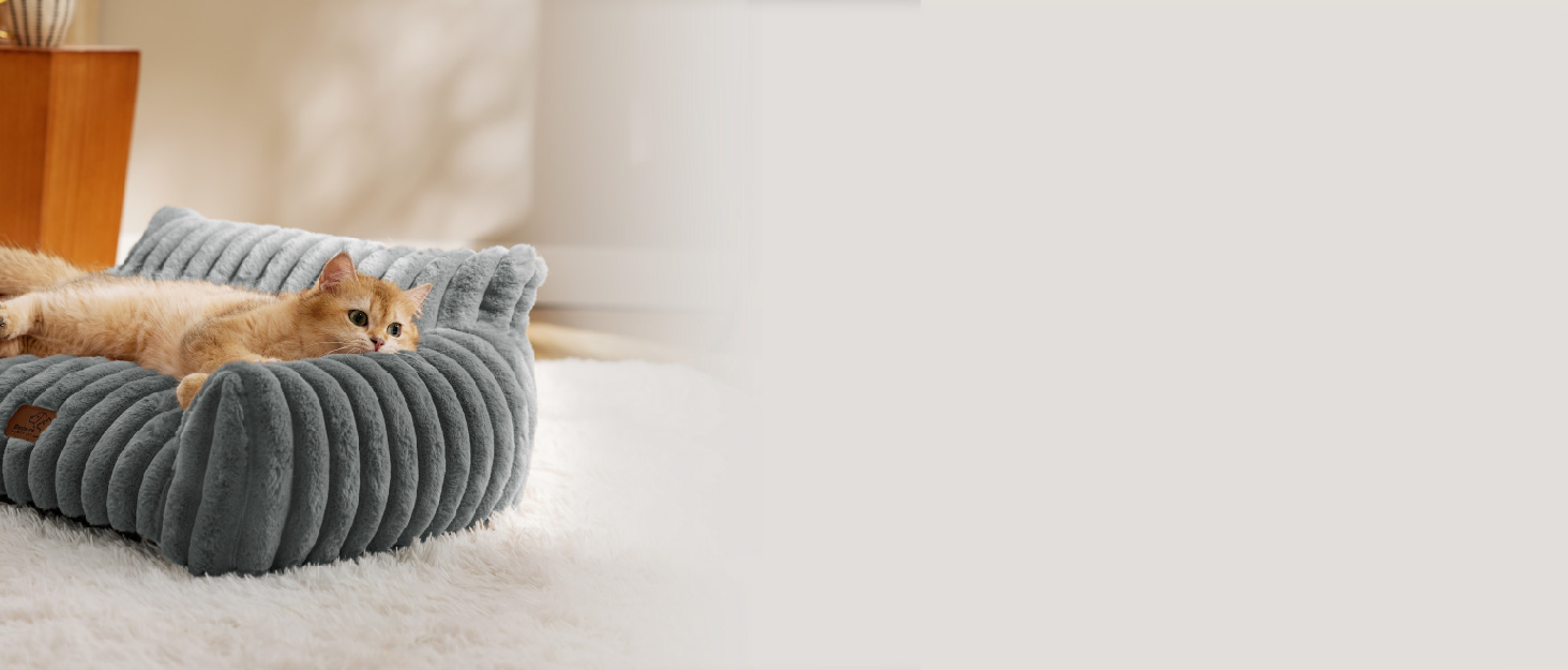 Ортопедичне ліжко для котів BEDSURE великого розміру 61x46x25 см - зручне диван-ліжко для собак та котів, м'яке, з антиковзким покриттям, Kamel