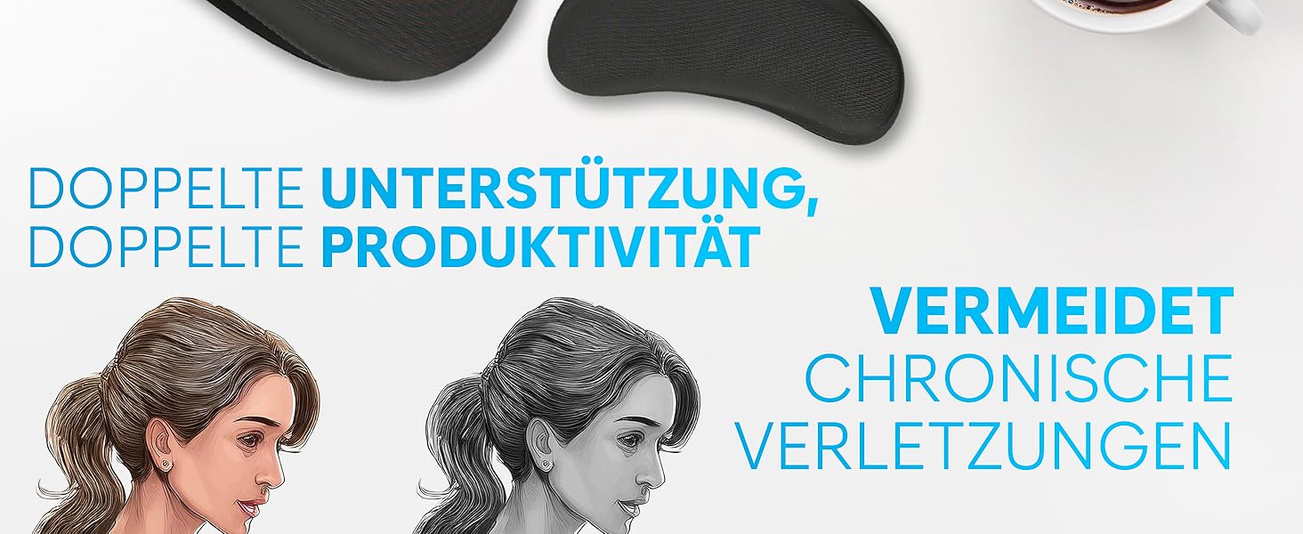 Підставка для зап'ястя KLIM: комплект для клавіатури та миші, гелевий Memory Foam, ергономічна підтримка, для геймінгу та офісу, чорний колір