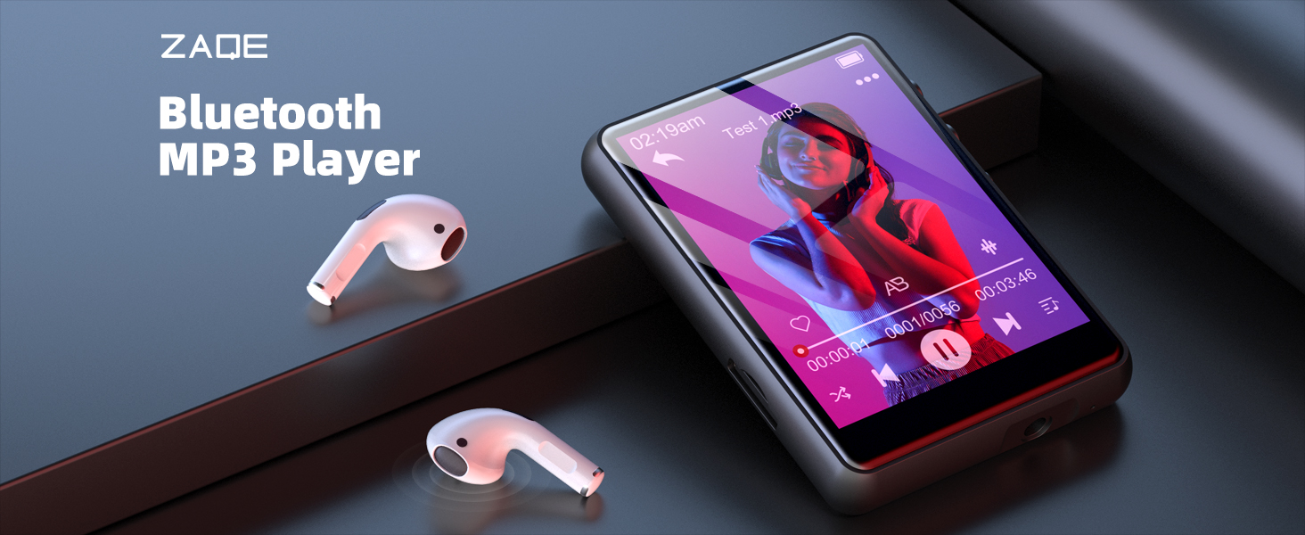 MP3-плеєр 64GB Bluetooth 5.3 з сенсорним екраном 2.4' та динаміком, запис голосу, FM-радіо, Line-in, для дітей, чорний