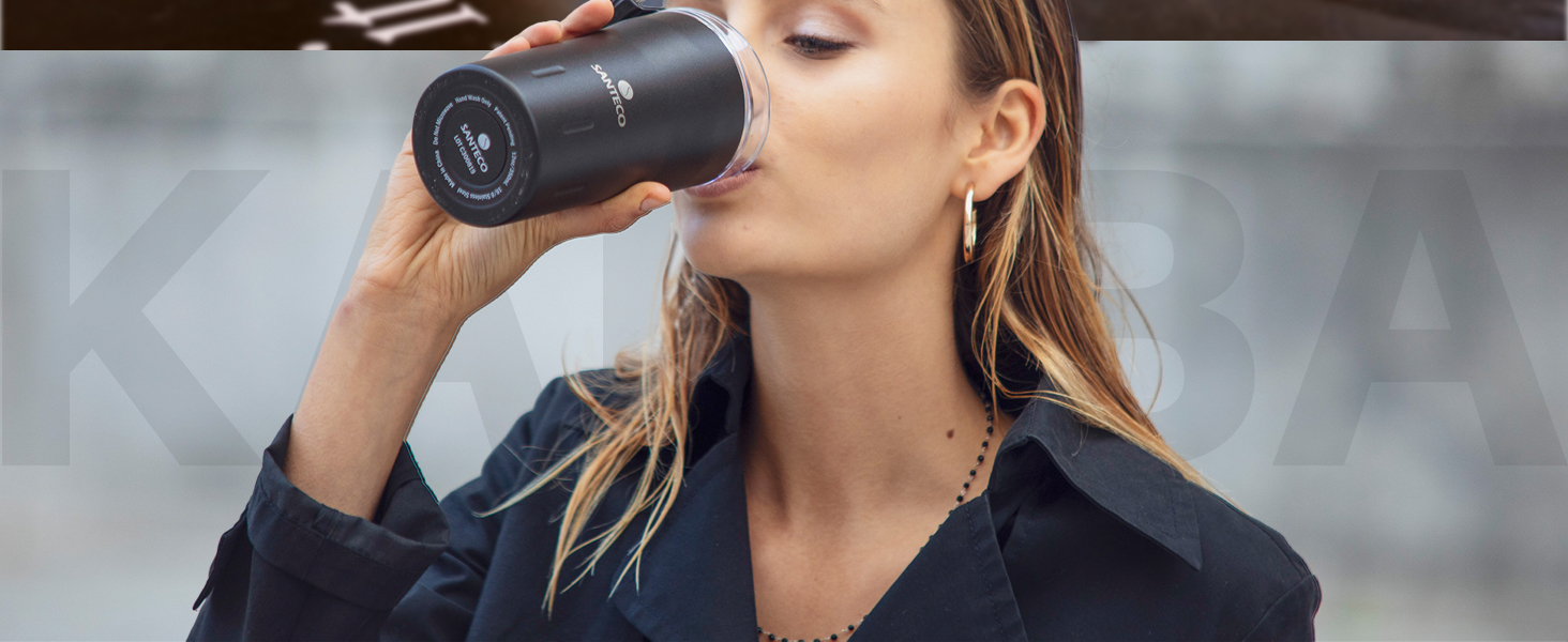 Термокружка SANTECO 350 мл з нержавіючої сталі 18/8, подвійні стінки, ізольована, з кришкою, не містить BPA, темно-зелена