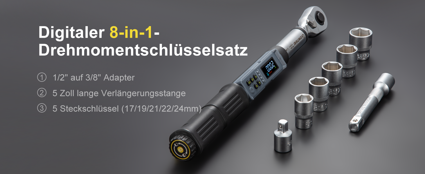 Цифровий шуруповерт з моментом, 2.66-53.1 in-lbs/ 1/4'' Drive, з моментом, для електриків з сигналом та LED-дисплеєм, 27 в 1 (10-200 Нм)