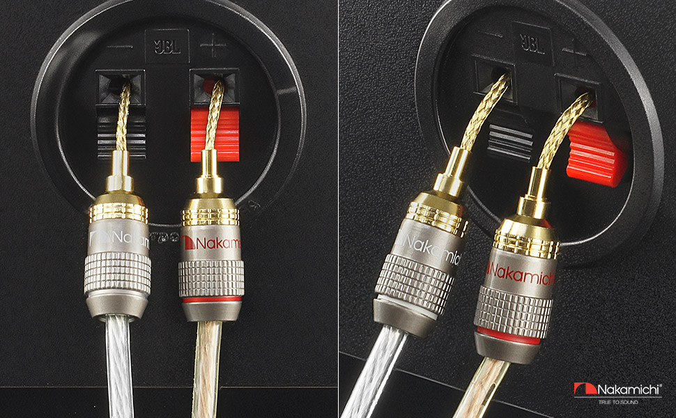 Nakamichi FanLock Excel Serie 24K позолочені бананові штекери 2 мм, 10-18 AWG, 4 мм, для акустичних систем, Hi-Fi аудіокабелів (16 шт - 8 пар)