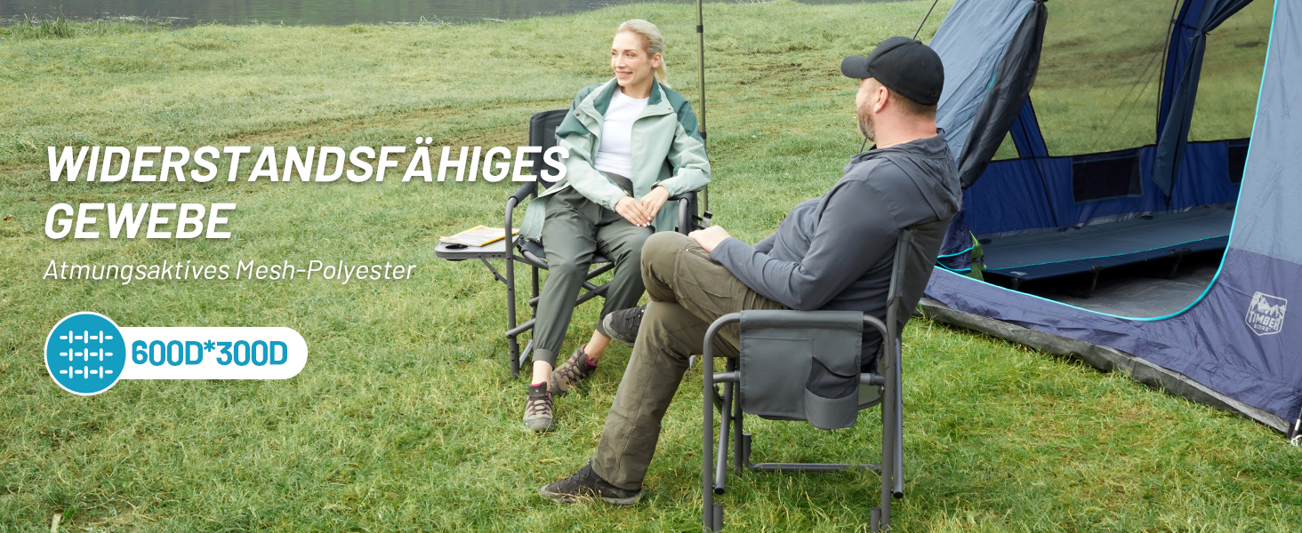 Складний туристичний стілець Timber Ridge з алюмінію, 3,3 кг, 180 кг, з бічним столиком, кишенькою та тримачем для напоїв - для кемпінгу, риболовлі, пляжу, пікніка, фестивалів (сірий)