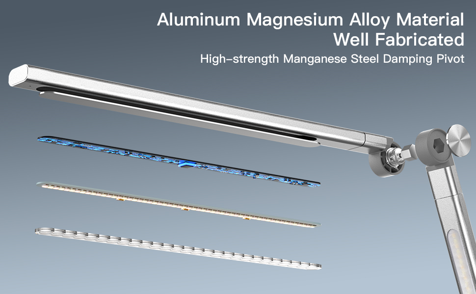 LED лампа для столу VERSKI 18W з регулюванням яскравості та 5 колірними температурами. Захист очей, для офісу та дому. Кріпиться на стіл.