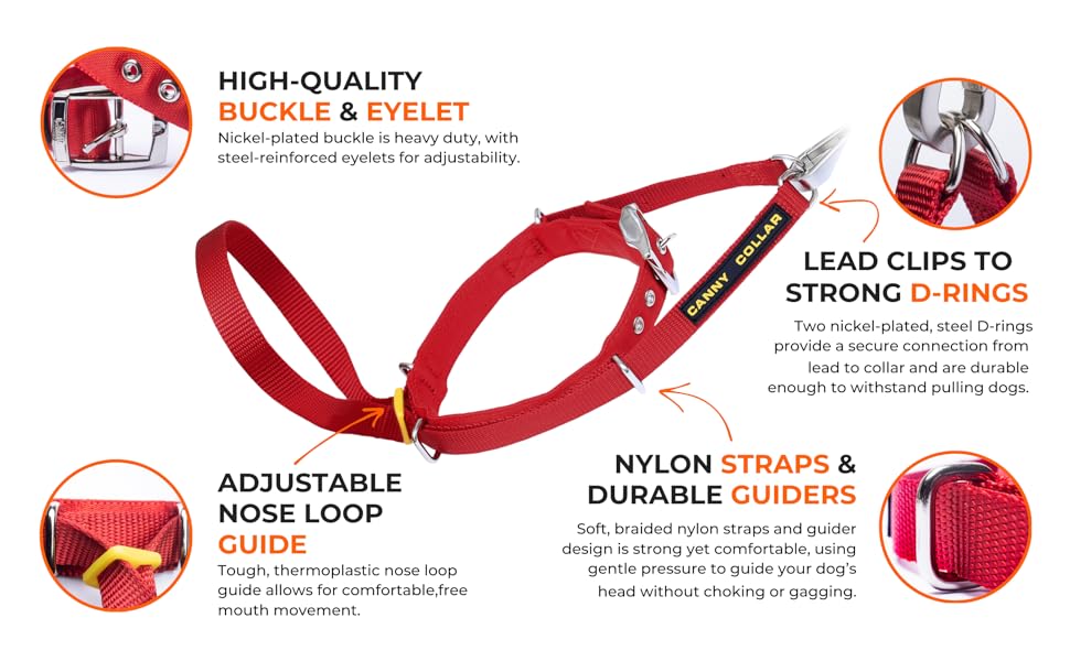 Нашийник-напівобруч Canny Collar для собак – проти ривка | Безпечний та ефективний контроль | Тренувальний аксесуар для спокійних прогулянок | Розмір 5, Чорний, обхват шиї 43-48 см