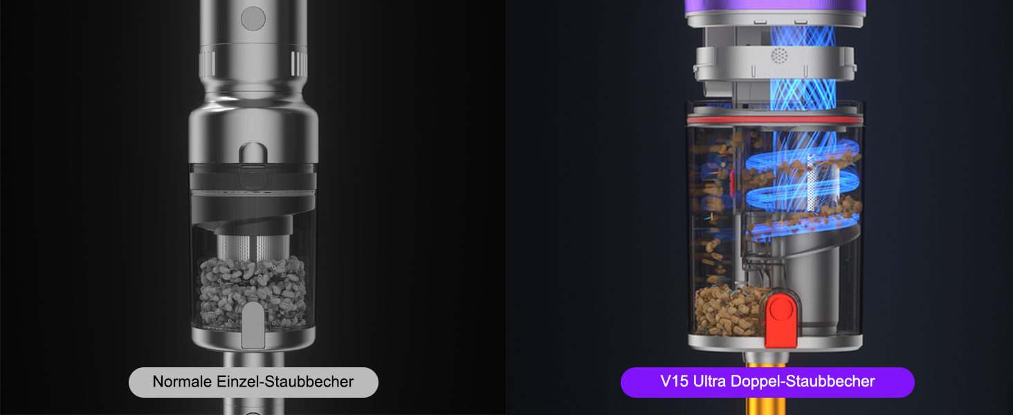 Бездротовий пилосос Vistefly V15 Ultra з акумулятором, 58000Pa, 600W, 70 хвилин роботи, подвійний дисплей, контейнер для пилу, дизайн, для твердих поверхонь, килимів, шерсті тварин