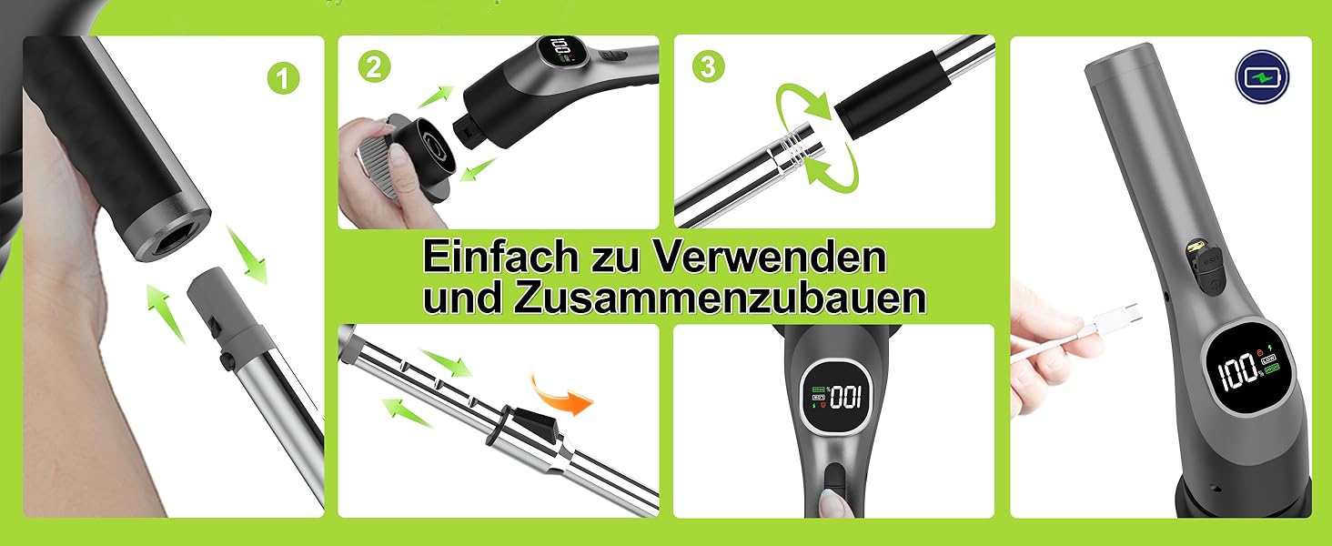Електрична щітка для чищення з 7 насадок, IPX7, регульована ручка, для ванної кімнати, чорна