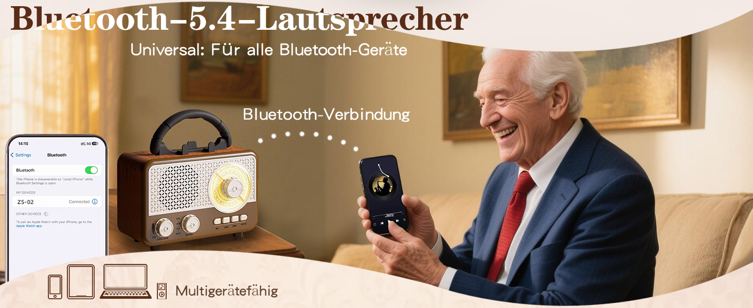 Портативна радіоприймач AM/FM/SW з сонячною батареєю, Bluetooth, USB/TF/AUX, для кемпінгу та подорожей. Підходить як подарунок для чоловіків