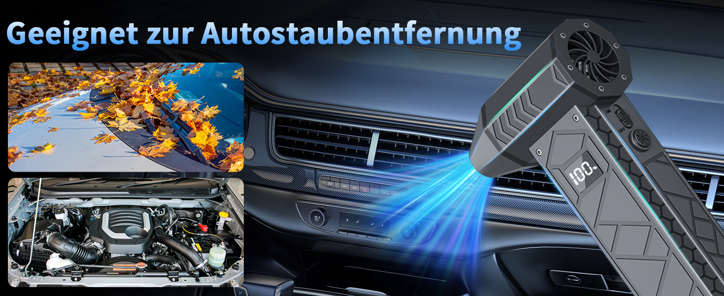 Електричний пилосос-фен, 10000mAh, LCD, міні-фен з ліхтариком для відпочинку на природі, 180000RPM, 4 швидкості, чорний