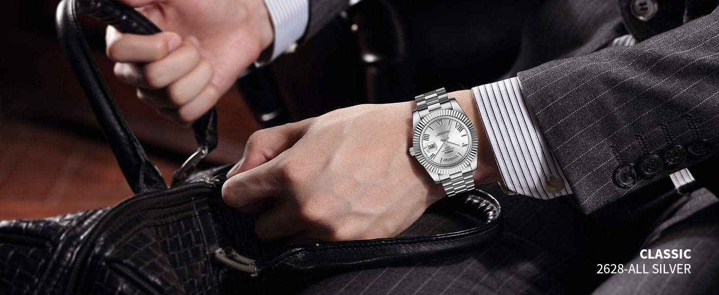 Годинник чоловічий NIBOSI 2627-gold Silver: кварцовий годинник з нержавіючої сталі, водонепроникний, з датою та календарем, бізнес-стиль