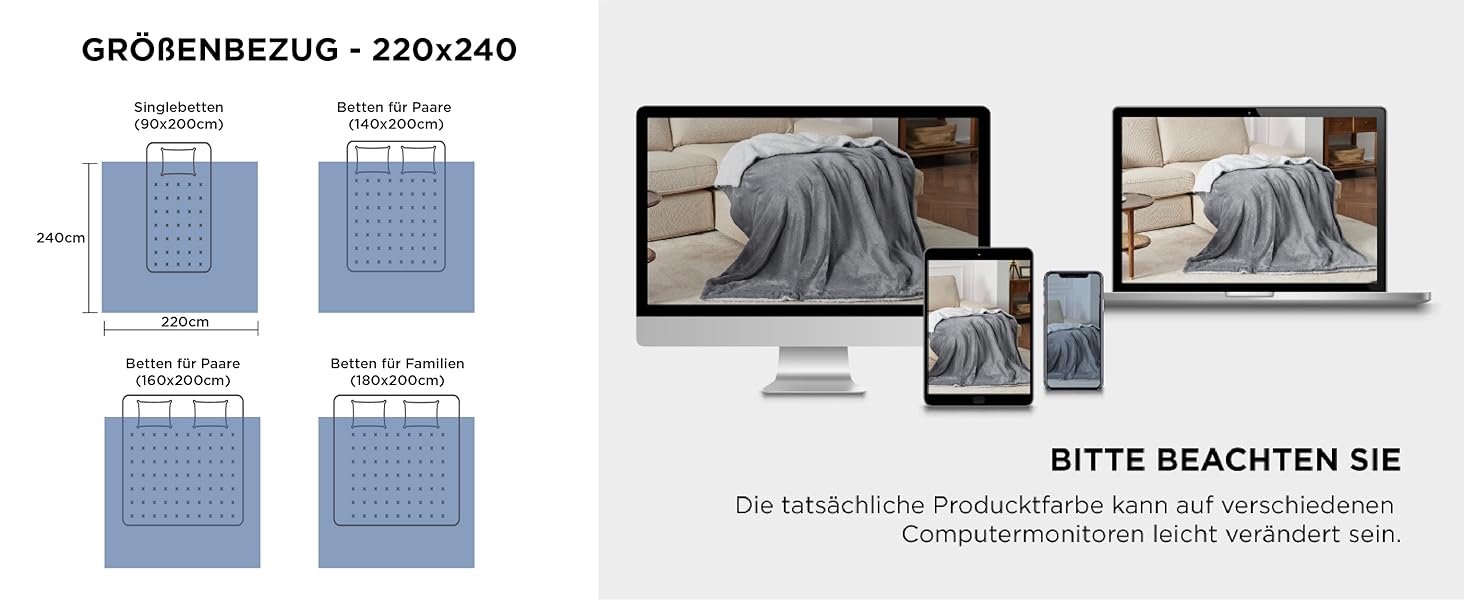 BEDSURE Плед з м'якого Sherpa, теплий вовняний плед - покривало на диван, пухнастий накид, товстий плед для дивану, подарунок для жінок, пухнастий домашній плед, сірий, 150x200 см, XL