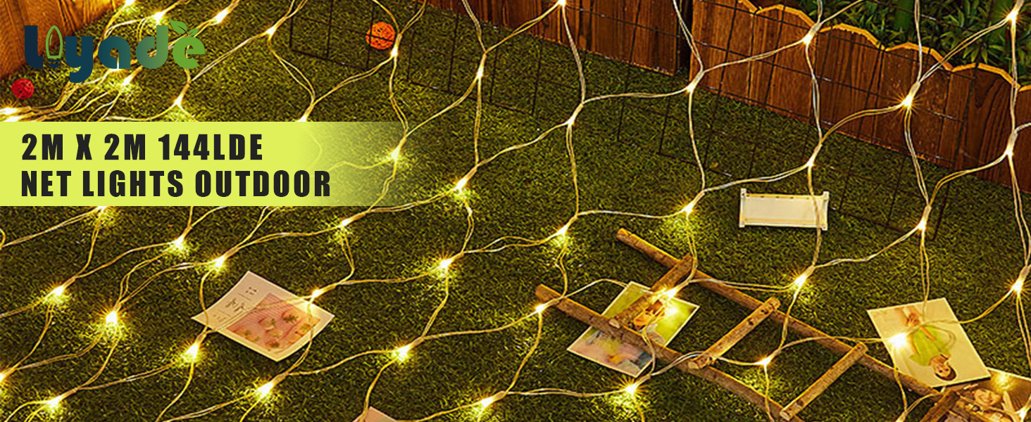 Ланцюжок прикрас LED 144 світлодіодів, мережа, тепле біле світло, для зовнішнього та внутрішнього використання, з пультом, таймером, 8 режимів, для кущів, саду, ялинки, кімнати, балкону