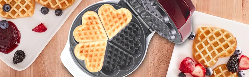 Вафельниця Beper, 5 вафель одночасно, антипригарне покриття 18 см, 800-100 Вт, червоний / білий колір