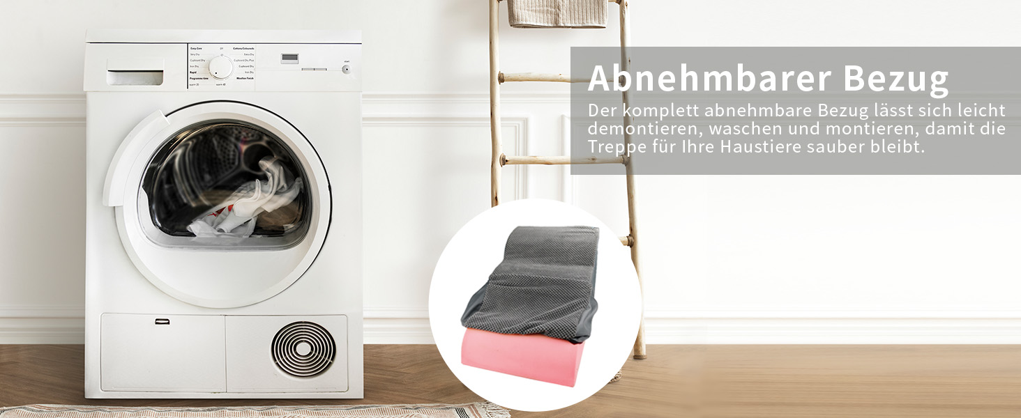 Сходинки для собак Непфайві: 3 сходинки, сірі, 60x40x40 см. Зручні для маленьких собак, знімний, пральний чохол, антиковзаюче покриття