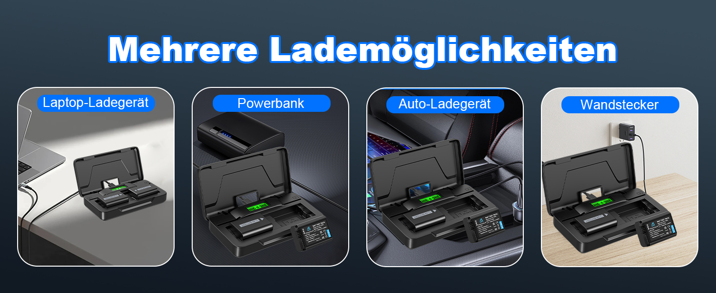 Набір акумуляторів NP-FW50 1300mAh та зарядний пристрій LCD для камер Sony ZV-E10, A6000, A6300, A6400, A6500, A5100, A5000, A7, A7II, A7R, A7RII, A7SII, 7RM2, 7SM2, 7M2, A55, RX10 II III IV, NEX-3/5/6/7, NEX-F3 (2 шт. акумулятори & 1 зарядний пристрій)