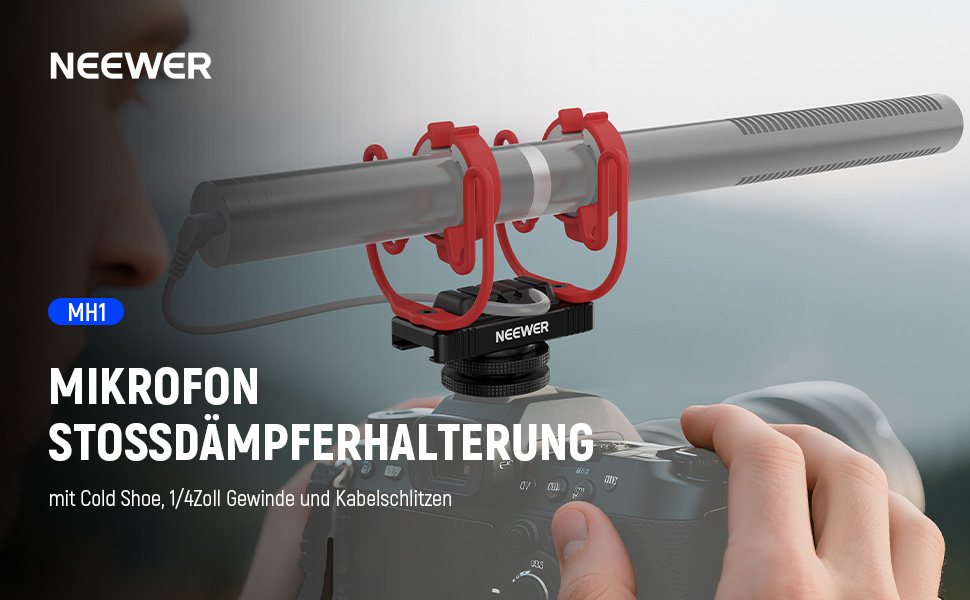 Кріплення мікрофону NEEWER Shock Mount з холодним башмаком та 1/4” різьбою, сумісний з Rode NTG, Sennheiser MKE600, Audio Technica AT875R, MH1