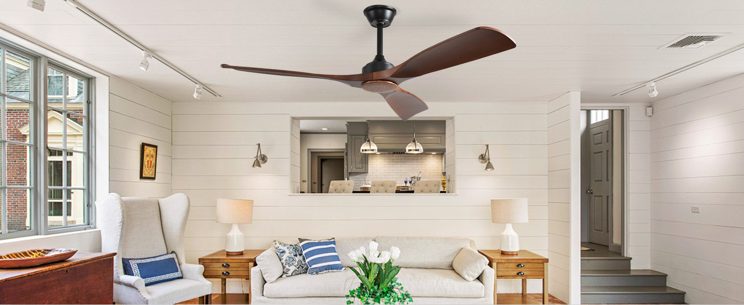 Стеляний вентилятор Depuley Leise з підсвічуванням для вулиці: LED лампа з вентилятором для саду, тераси - 132см, з керуванням через APP для вітальні, ресторану, офісу (Коричневий, 52'' без підсвічування)