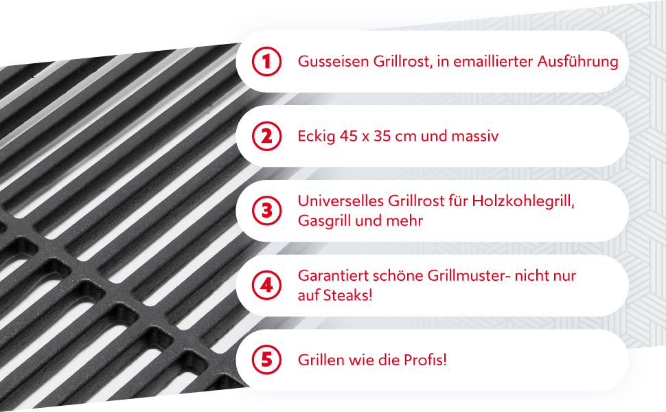 Чорний чавунний гриль-роштва для вугільного та газового гриля Wiltec, для BBQ, емальований гриль-вставка (45 x 35 см)