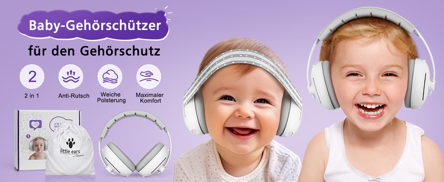 Навушники для захисту від шуму для малюків 0-2 роки (сірі)