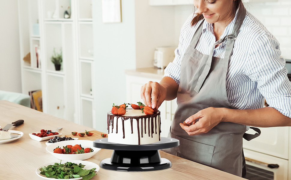 Обертова платформа для тортів Yeemeen 27см, професійний торт-дрот, чорний, антиковзаюча, для випікання тортів, для кухні