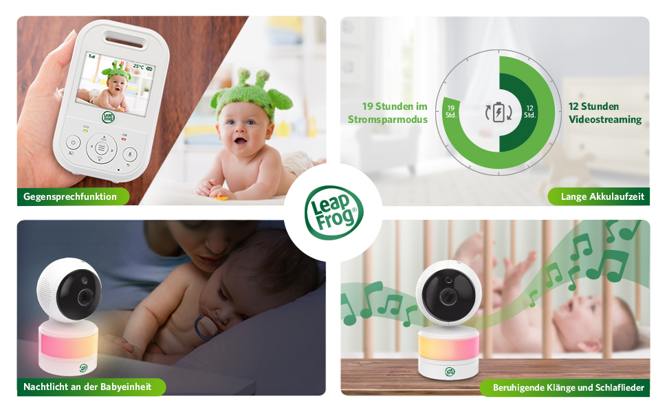 Відеоняня LeapFrog LF2513 без Wi-Fi, IPS LCD екран 2.8 дюйма, поворотна, нічне бачення, 300 метрів, датчик температури