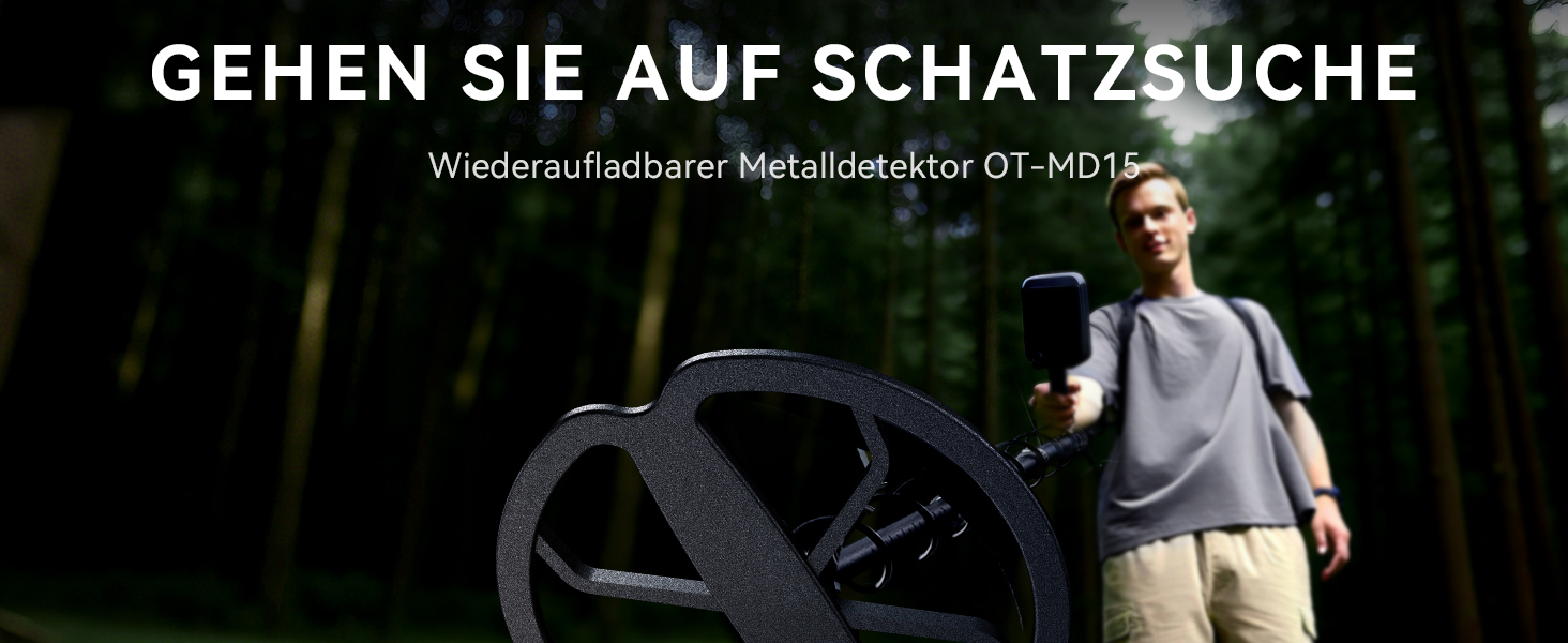 Металошукач SUNPOW для дорослих – водонепроникний, з лопатою, рюкзаком та навушниками, IP68, 11' Dual-D, 35h Li-Akku, 10 рівнів чутливості, 4 режими пошуку, 7-Metall ID, A-Schwarz
