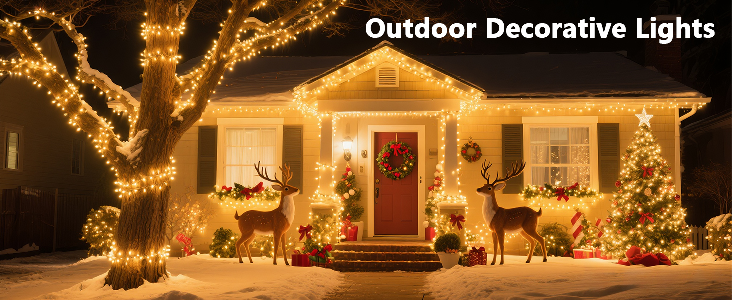 Гірлянда світлодіодна зовнішня 20 м, 200 LED, 24V, тепле біле світло, 8 режимів, для декору вечірки, саду, ялинки, святкування Пасхи