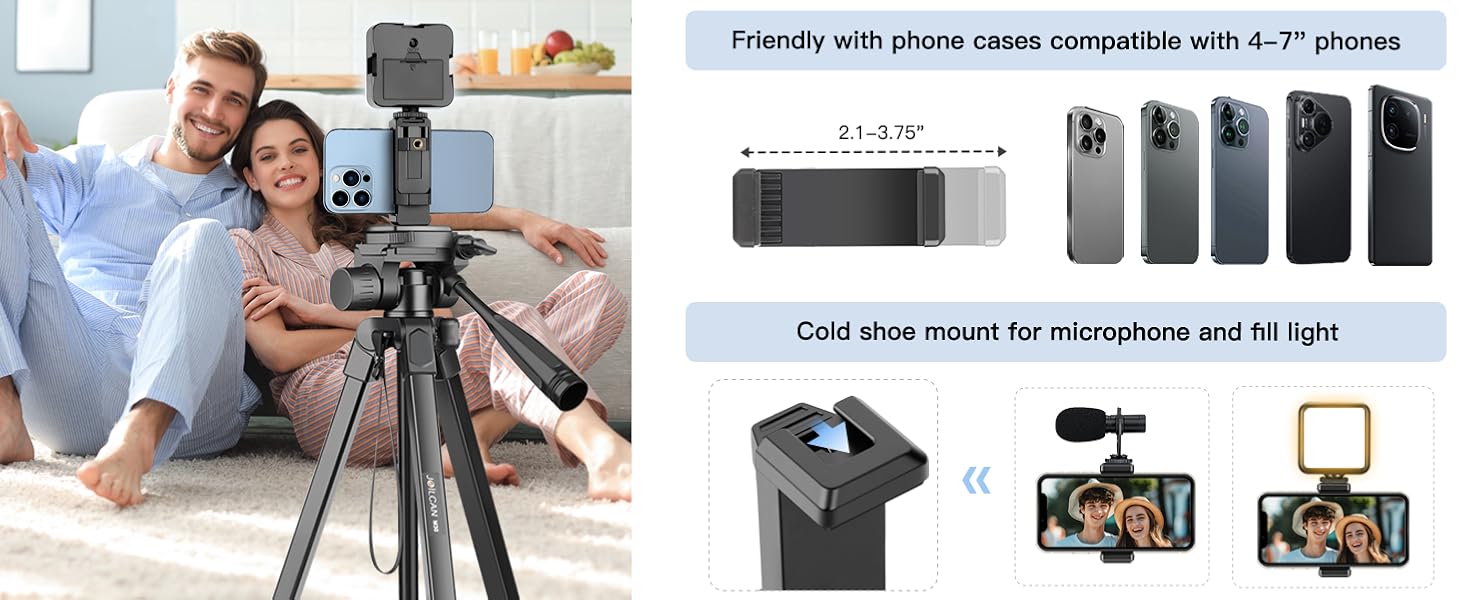 Штатив для камери JOILCAN 81'/206cm: штатив для смартфона з пультом, тринога з алюмінію для DSLR Canon Nikon, легкий туристичний штатив