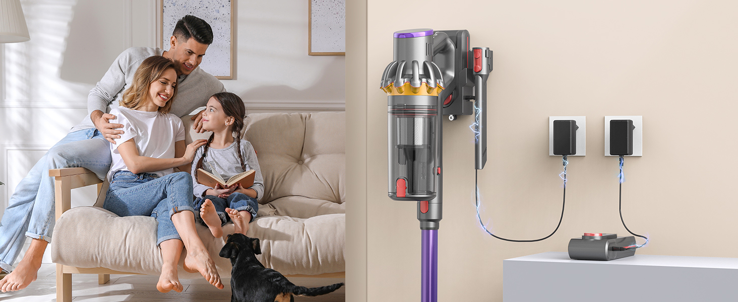 Бездротовий акумуляторний пилосос MAUOKE 45000Pa з LED-дисплеєм та V-подібною насадкою, 6-в-1 для дому, килимів, твердих поверхонь та видалення шерсті тварин