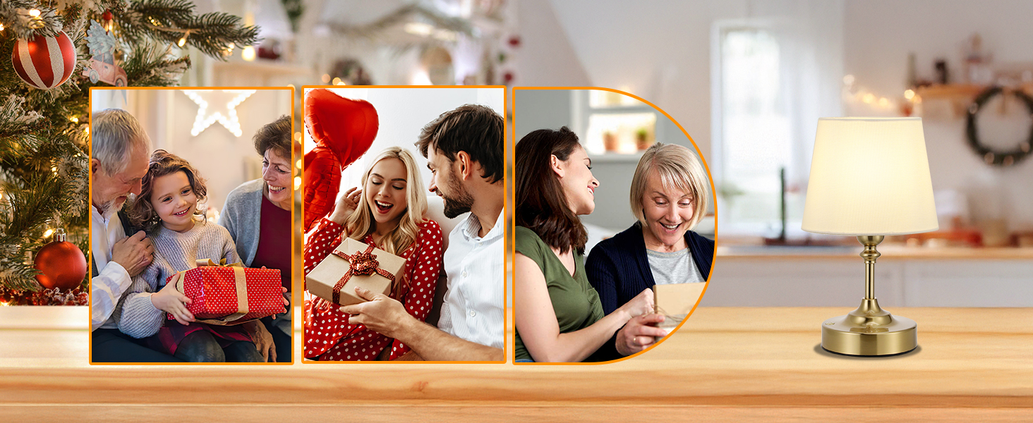 LED настільна лампа бездротова з торшером з льону, сенсорне керування, регулювання яскравості, USB-C, для спальні, вітальні, кухні, 40см, мідь