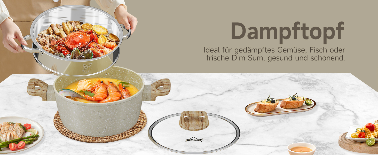 Набір посуду HOMELUX Induktion: 12 предметів, алюміній, антипригарне покриття, посуд з кришкою, без PFOA та PFOS, для індукційних плит