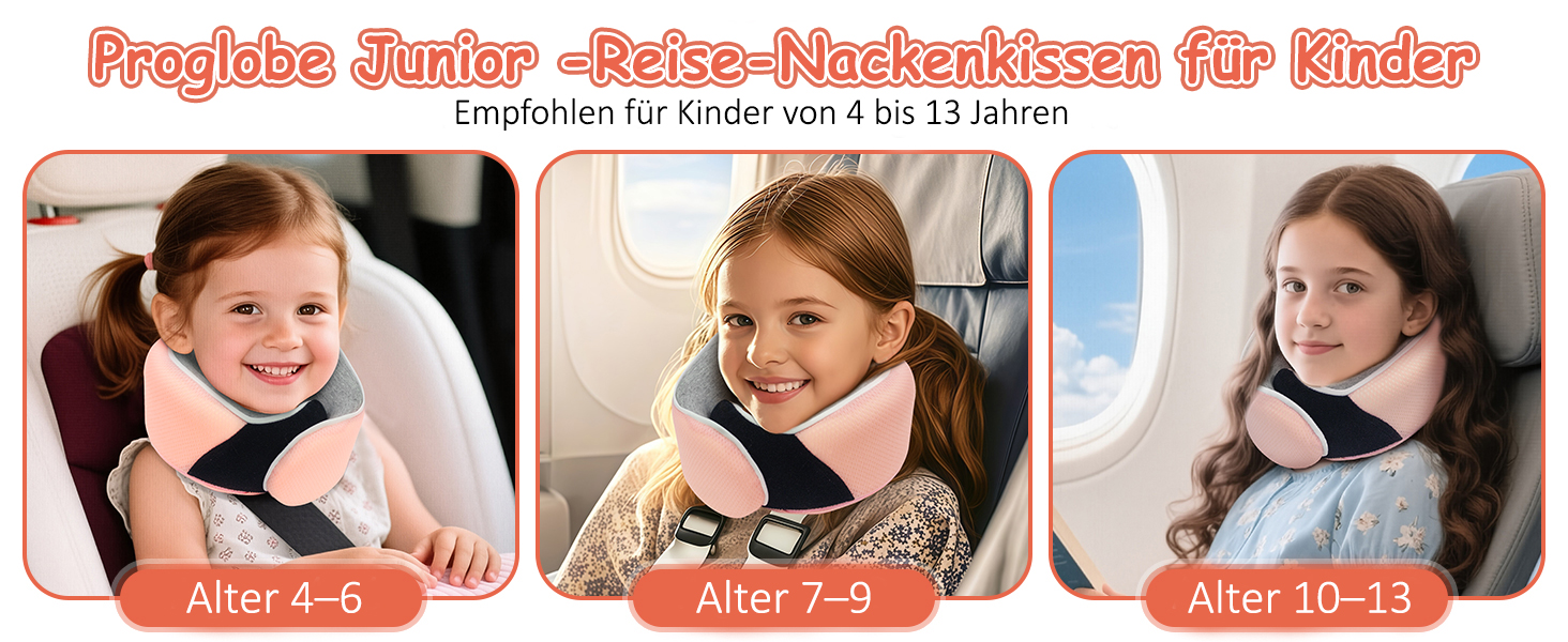 Подушка для шиї Proglobe, 100% Memory Foam, ортопедична, для подорожей (літак, авто, поїзд), з маскою для сну, сітчаста сумка (рожевий)