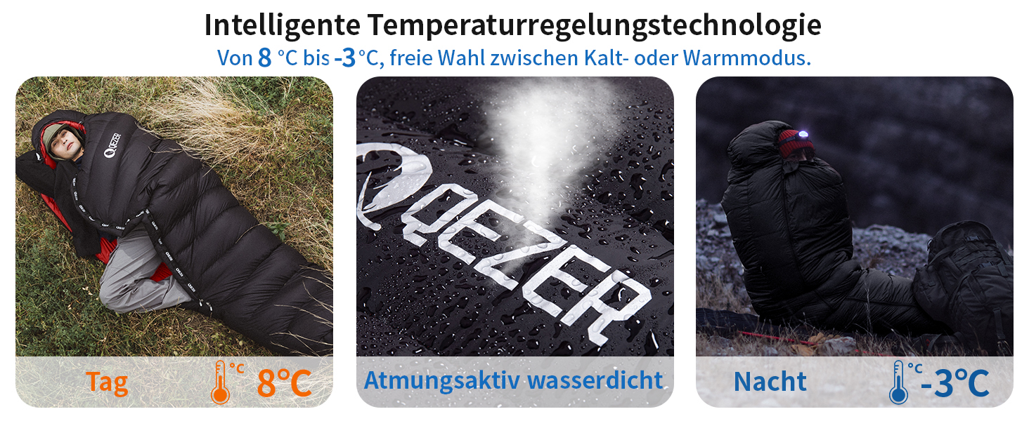 Спальний мішок для дорослих та дітей, зимовий, легкий, для кемпінгу та альпінізму, 650 FP гусячий пух, 500г, чорний, робоча температура -30°C ~ +8°C