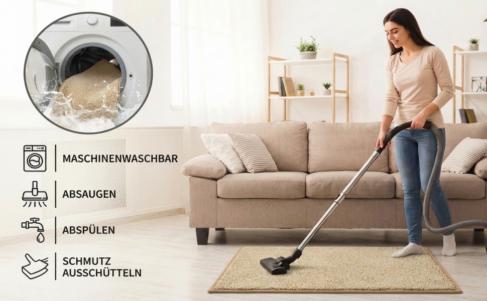 Килимок вхідний 50x80 см протибрудний для дому, антиковзаючий килим з мікрофібри з гумовою основою для передпокою, кухні та ванної, бежевий