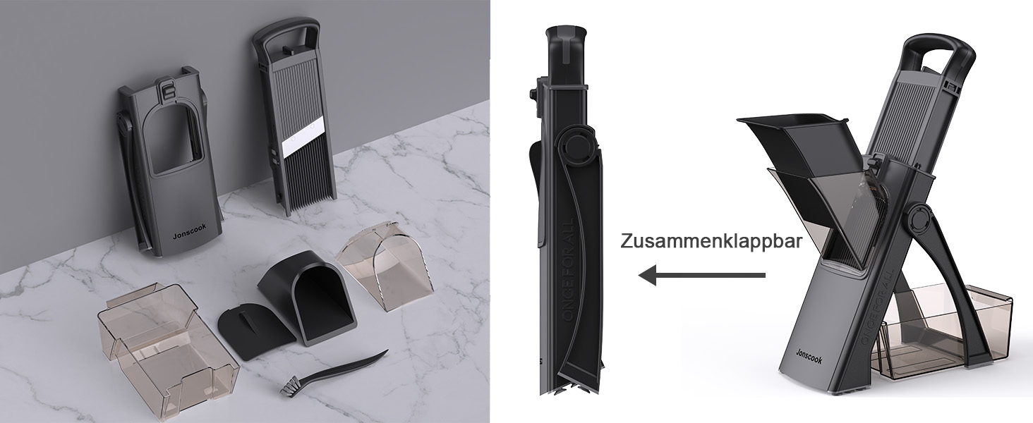 Мандаліна для кухні Mandoline Plus: безпечний нарізник, подрібнювач овочів, регульована товщина, чорний